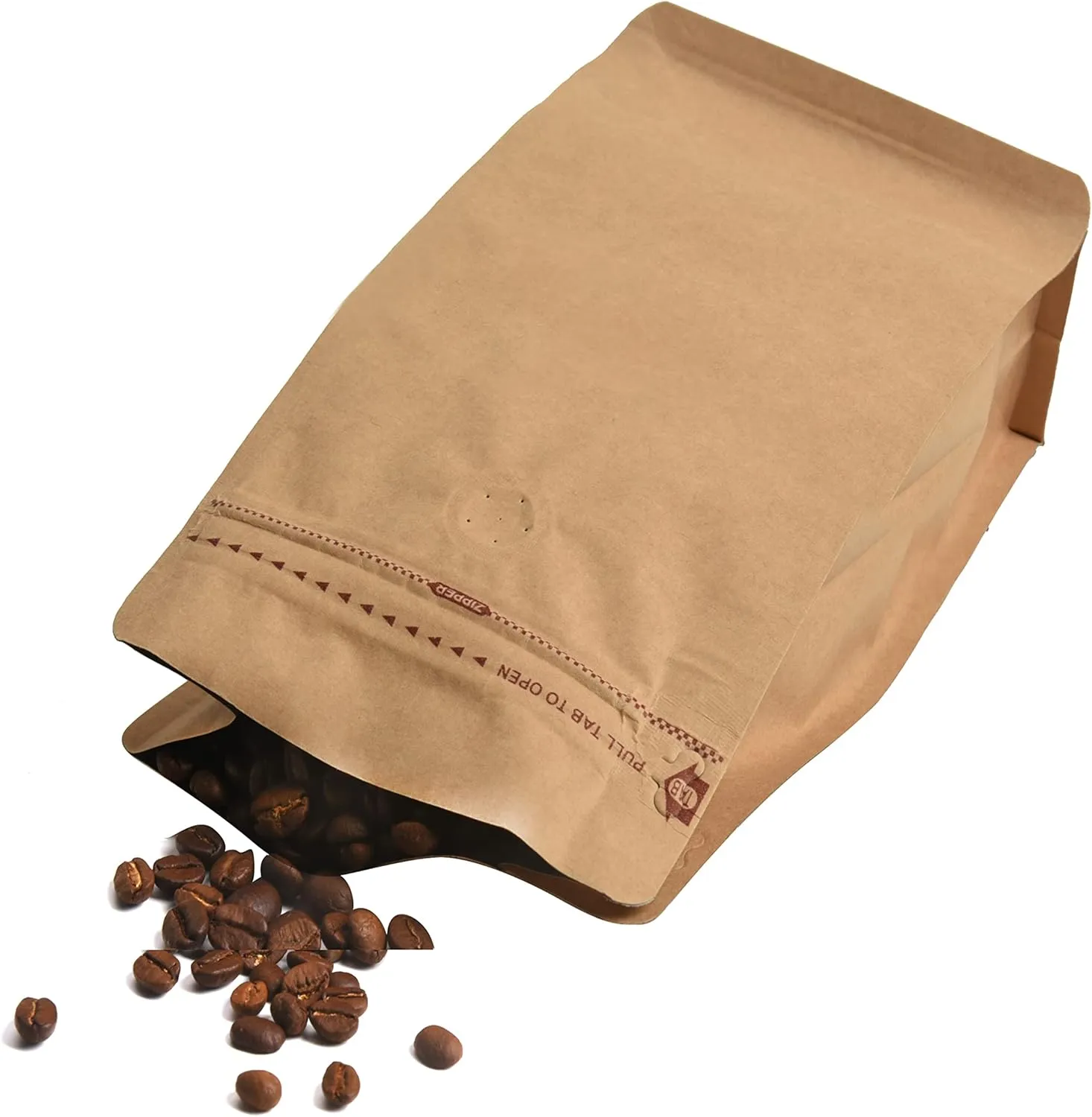 50 Count 32 Ounces/1Kg Kraft Paper Coffee Bags - High Barrier Kraft & Foil Liner - Flat Bottom Coffee Pouches with Degassing Valve, Food Storage Bags with Rsealable Zipper & Easy Open Tape (50pcs, 32oz/1kg)