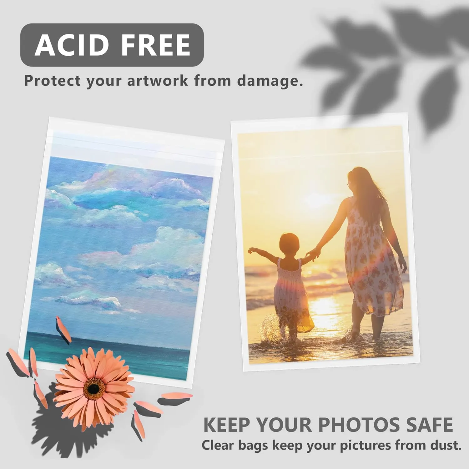 50 Pack Acid-Free Crystal Clear Sleeves Storage Bags for 18x24 Art Prints/Pictures/Photos/Framing Mat Mattes (Bag Size: 18 1/2"x24 2/5")