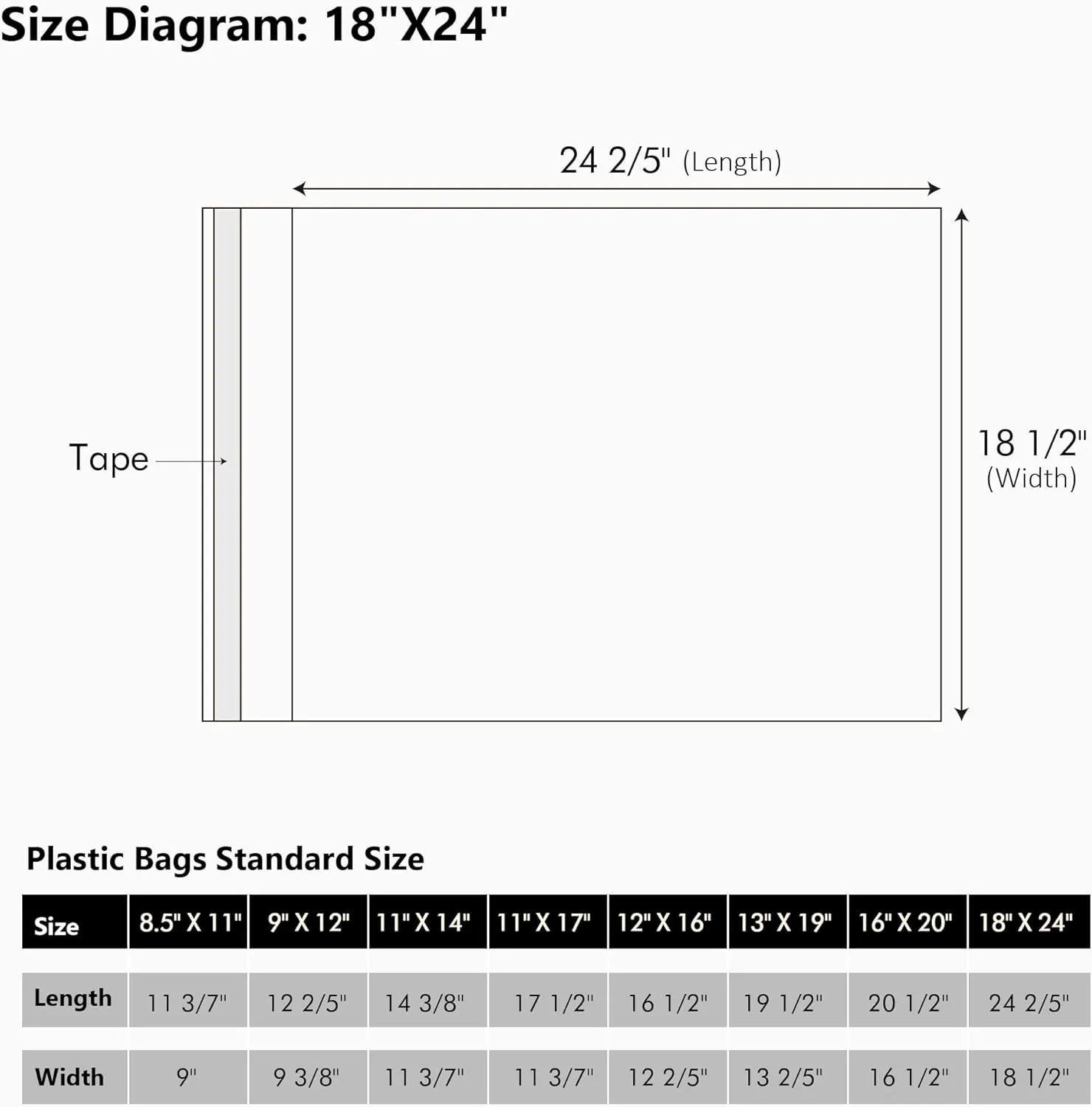 50 Pack Acid-Free Crystal Clear Sleeves Storage Bags for 18x24 Art Prints/Pictures/Photos/Framing Mat Mattes (Bag Size: 18 1/2"x24 2/5")