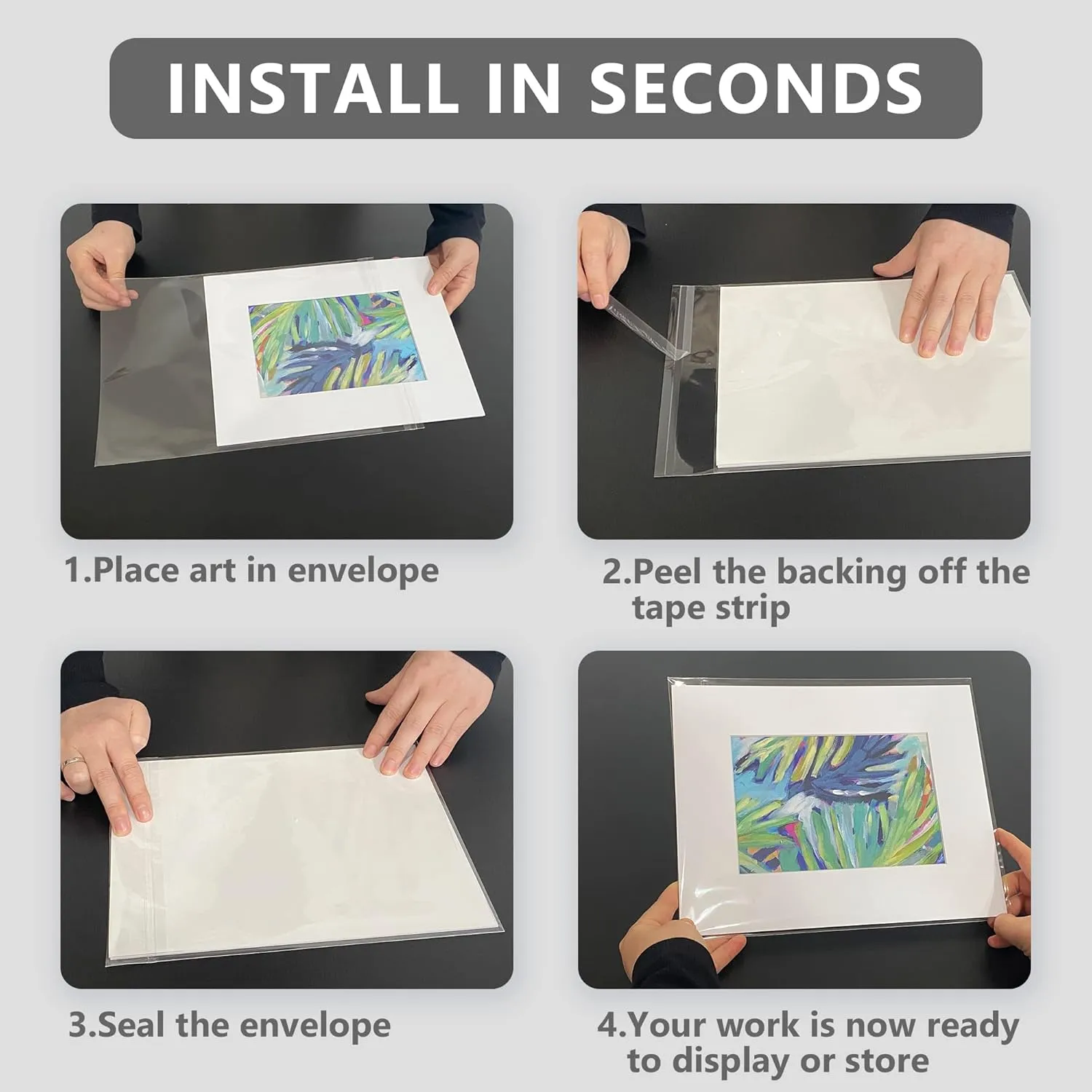 50 Pack Acid-Free Crystal Clear Sleeves Storage Bags for 18x24 Art Prints/Pictures/Photos/Framing Mat Mattes (Bag Size: 18 1/2"x24 2/5")