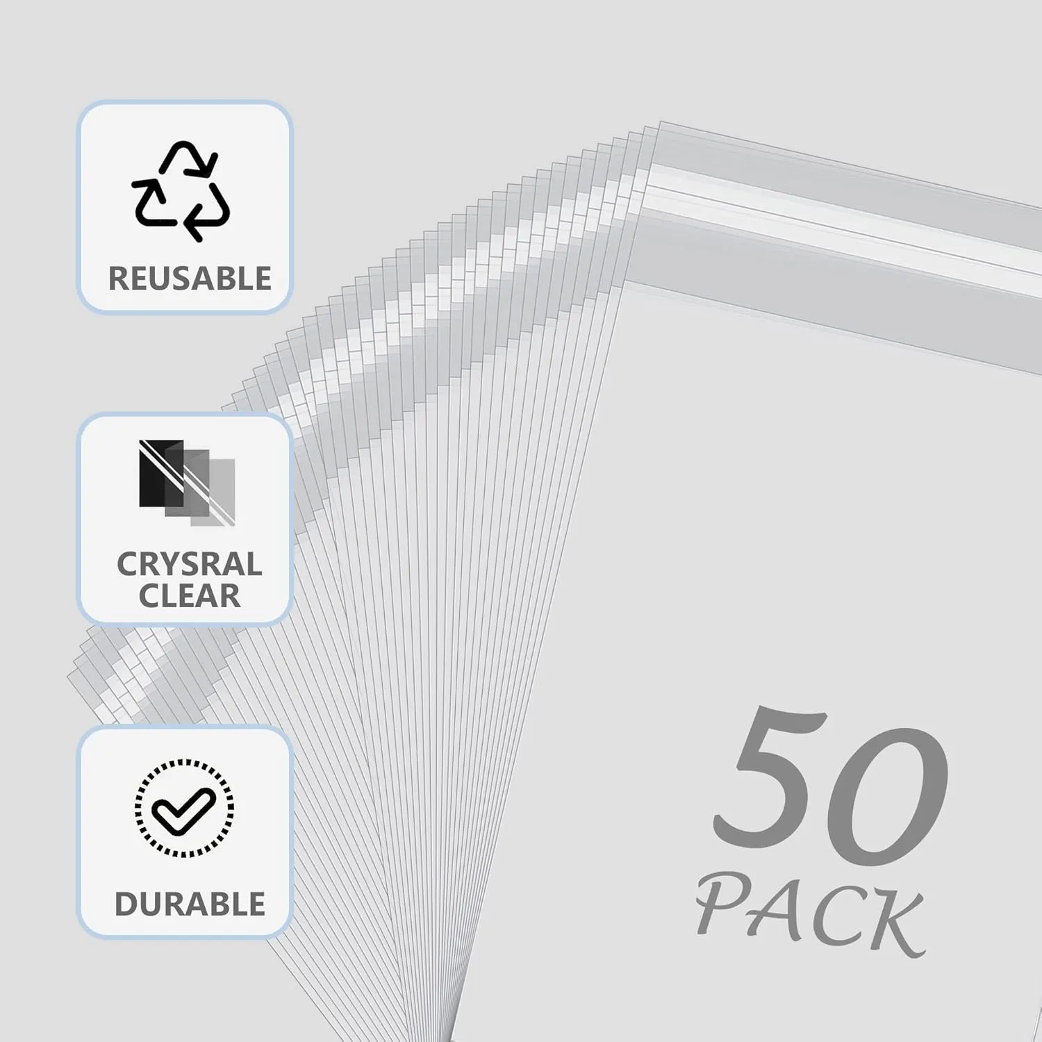 50 Pack Acid-Free Crystal Clear Sleeves Storage Bags for 18x24 Art Prints/Pictures/Photos/Framing Mat Mattes (Bag Size: 18 1/2"x24 2/5")
