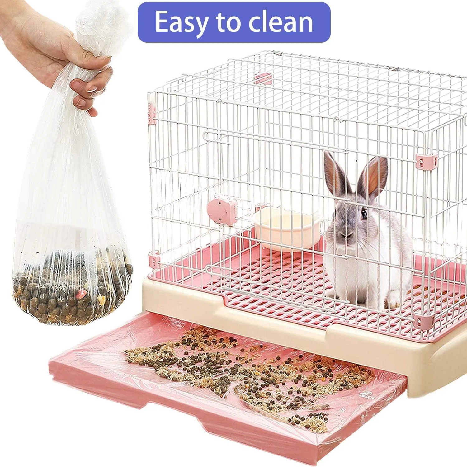 50 pcs Disposable Cage Liners, Clear Plastic Rabbit Cage Liner Bag, Universal Toilet Film for Bunny, Hamster, Totoro, Hedgehog, Guinea Pig and Small Animals.