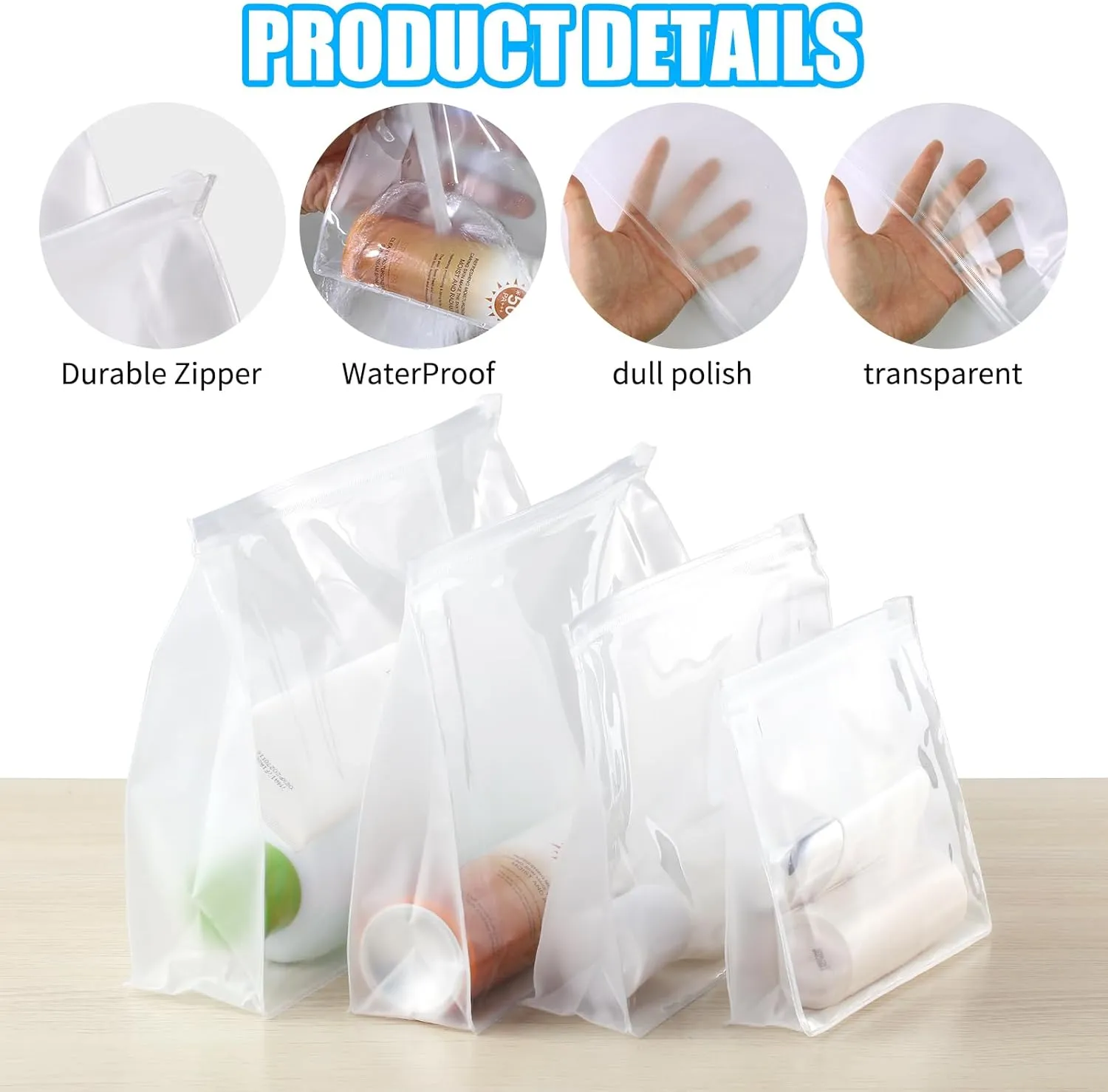 50 PCS Mini Clear Makeup Bag,Small Clear Zipper Pouch Travel Bag for Toiletries Plastic Cosmetic Organizer Waterproof，for Swimsuit Bikini Travel Vacation(7.9 x 5.9 x 2 Inch)