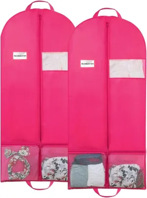 51" Garment Bags with Zipper Pocket for Dance Costume,Wedding Gown,Suit,Garment Bags for Travel and Storage(Pack of 2, Pink)