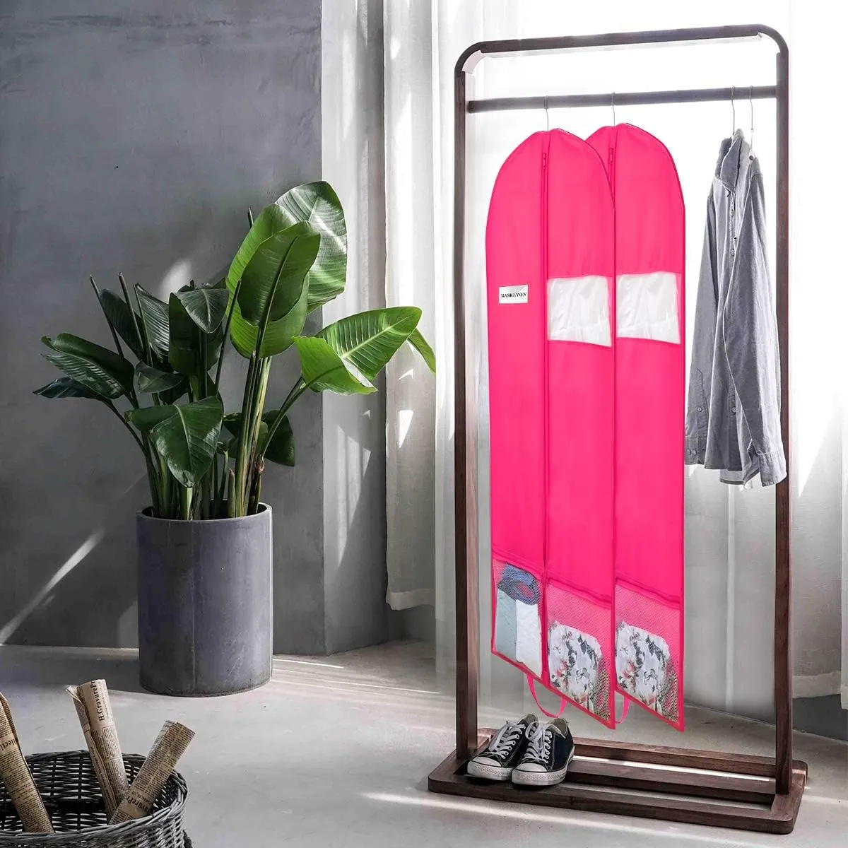 51" Garment Bags with Zipper Pocket for Dance Costume,Wedding Gown,Suit,Garment Bags for Travel and Storage(Pack of 2, Pink)