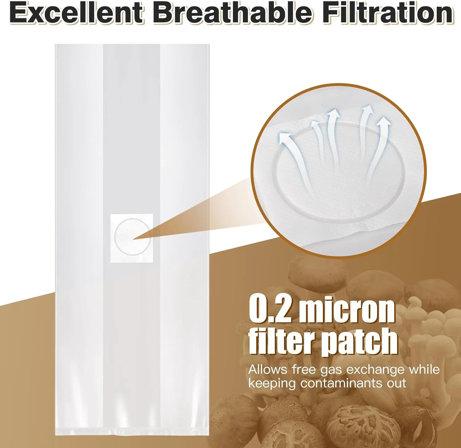55Pack Mushroom Grow Bags Spawn Bag Bulk with Microporous Filter Patchs, Large 8" X 5" X 20" Thick 3 Mil Mushroom Bags Plant Grow Bags for Mushroom Growing Supplies Cultivation Bag