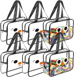 6 Packs Toy Storage Bag: Gordepy Cute Toy Organizer with Zipper, Waterproof PVC Travel Bags for Playroom Essentials, Building Blocks, Crafts