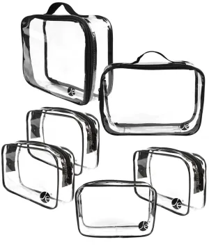 (6 PCS SET: 2 qty x Large Size, 4 qty x Small Size Clear PVC Cosmetic Makeup Organizer, Travel Toiletry Bag