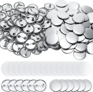 600 Pieces Blank Button Making Supplies Round Badge Parts Metal Pin Button Kit for Badge Make Machine, Including Metal Shells Back Cover and Clear Film(1 Inch)