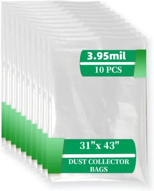 709563 Dust Collector Bags Clear Plastic for JET Lower Dust Collection DC-1100VX, DC-1200VX Central Machinery Dust Collectors Bag Diameter 20" 10 Pack