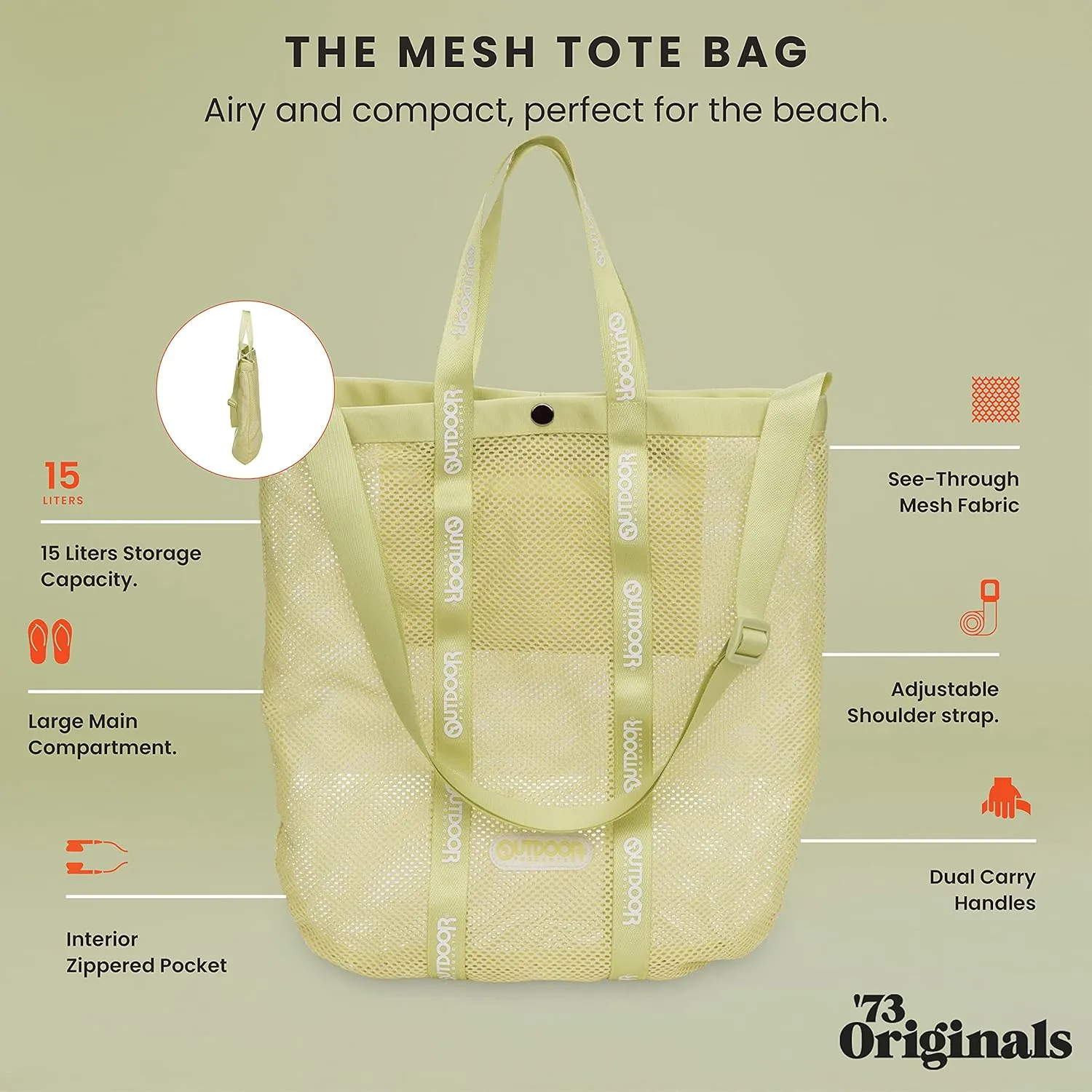 '73 ORIGINALS Beach Day Mesh Tote Handbag by Outdoor Products