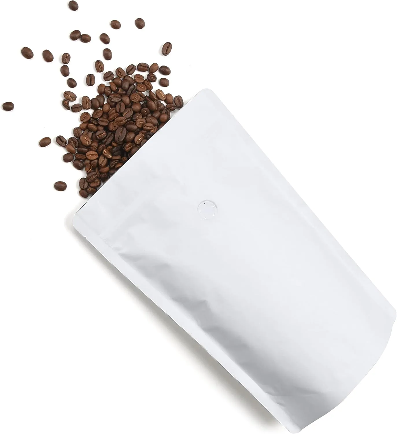8 Ounce 50 Pieces White Kraft Coffee Bags with Ziplock - High Barrier Natural Kraft Paper Stand up Coffee Pouches with One Way Degassing Valve & Zipper (50, 8oz/0.5lb/250gram)