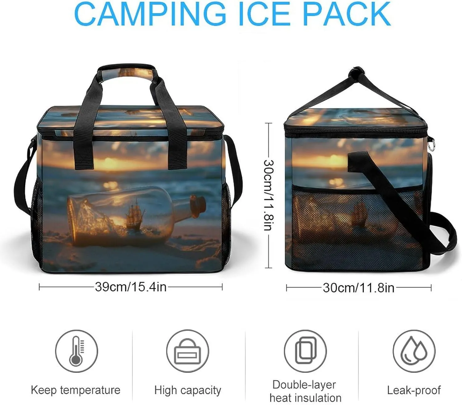 A Bottle Camping Cooler Bags Insulated Beach Cooler Portable Leak Proof Camping Cooler with Shoulder Strap