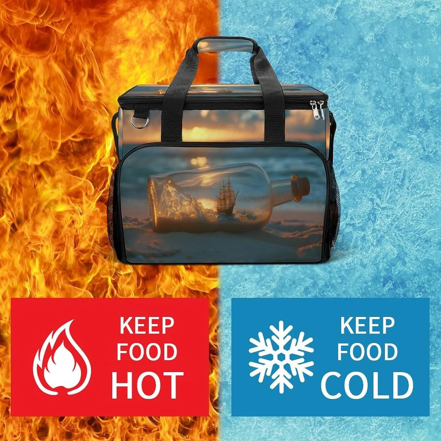 A Bottle Camping Cooler Bags Insulated Beach Cooler Portable Leak Proof Camping Cooler with Shoulder Strap