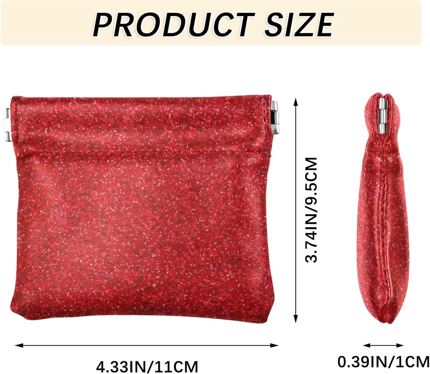 Abstract Paper Deep Red Foil Custom Women Cute Coin Purse Leather Cute Squeeze Change Purse for Women Girls