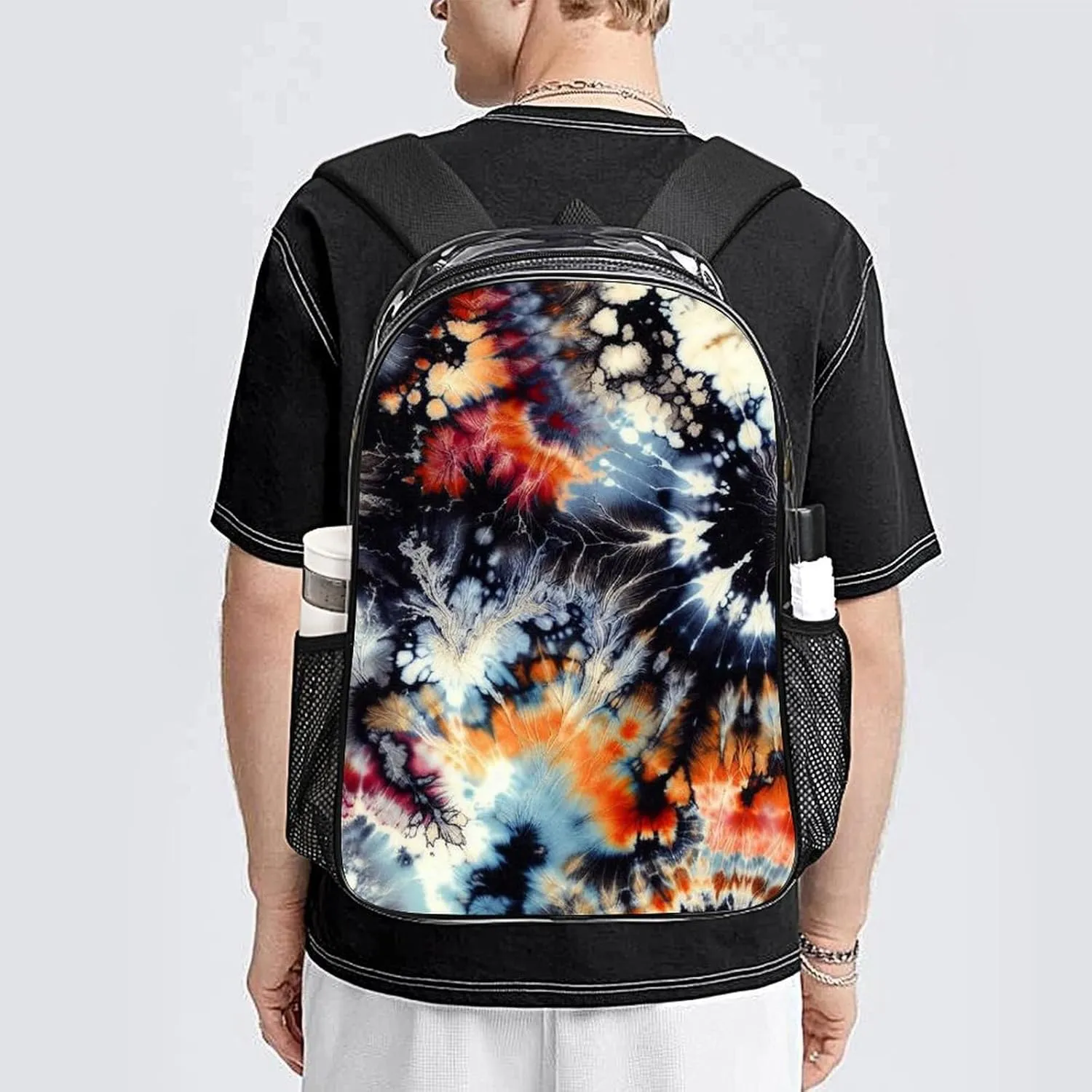 Acid Wash Heavy Duty Clear Backpack for Women Men Large Capacity Transparent See Through Bag for Concert Stadium Events with Waterproof PVC