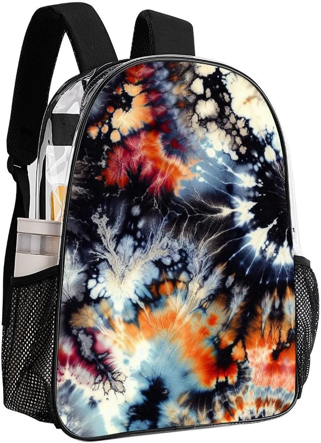 Acid Wash Heavy Duty Clear Backpack for Women Men Large Capacity Transparent See Through Bag for Concert Stadium Events with Waterproof PVC