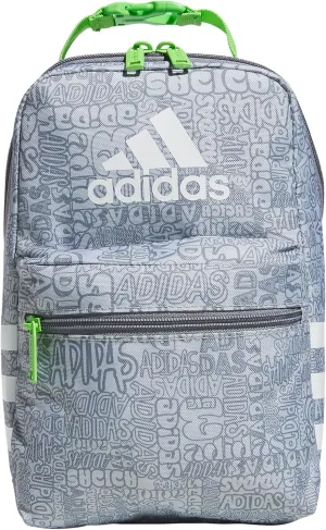 adidas Santiago Bag Cooler, Insulated Food Container, Adult Lunch Boxes for Women and Men with Mesh Pocket, Adi Font Madness Stone Grey/Grey/Lucid Lime Green/3.0, One Size