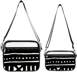 African Mud Cloth Black And White Transparent Cross Bag Two-piece Set