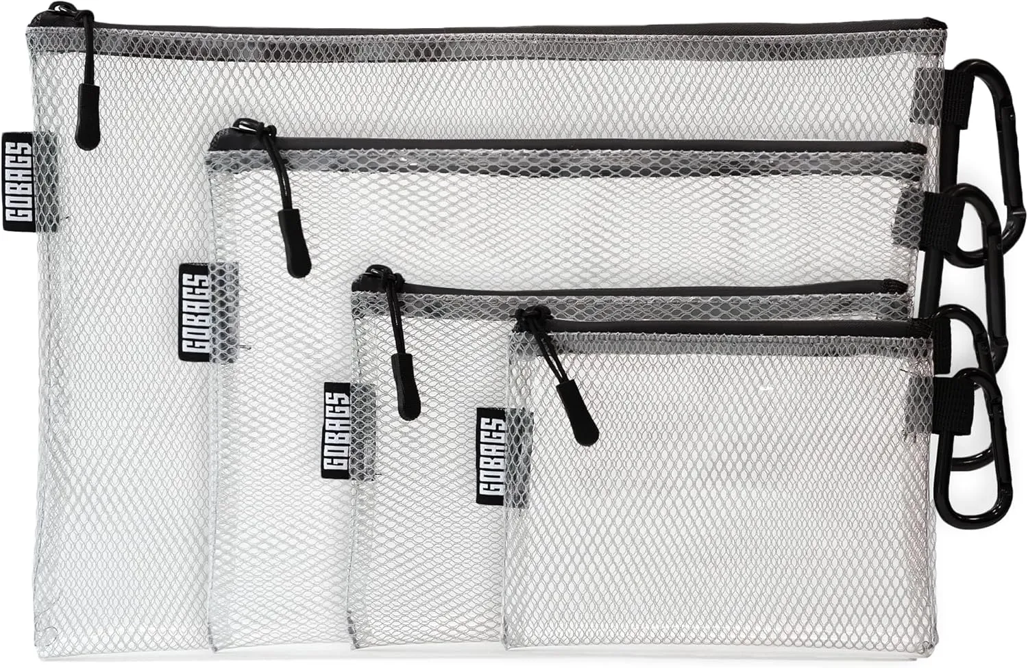 Air Production Zipper Bags - Muti-sized Electronics & Camera Accessories Bag - Cable organizer, Gear Accessory Pouch, Travel Camera Essentials, (Clear, 4 pack)