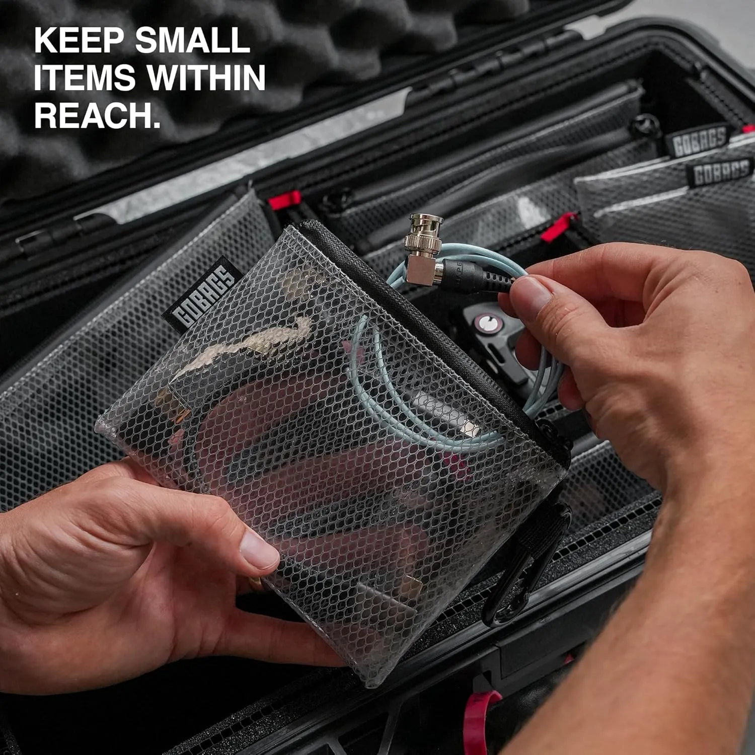 Air Production Zipper Bags - Muti-sized Electronics & Camera Accessories Bag - Cable organizer, Gear Accessory Pouch, Travel Camera Essentials, (Clear, 4 pack)