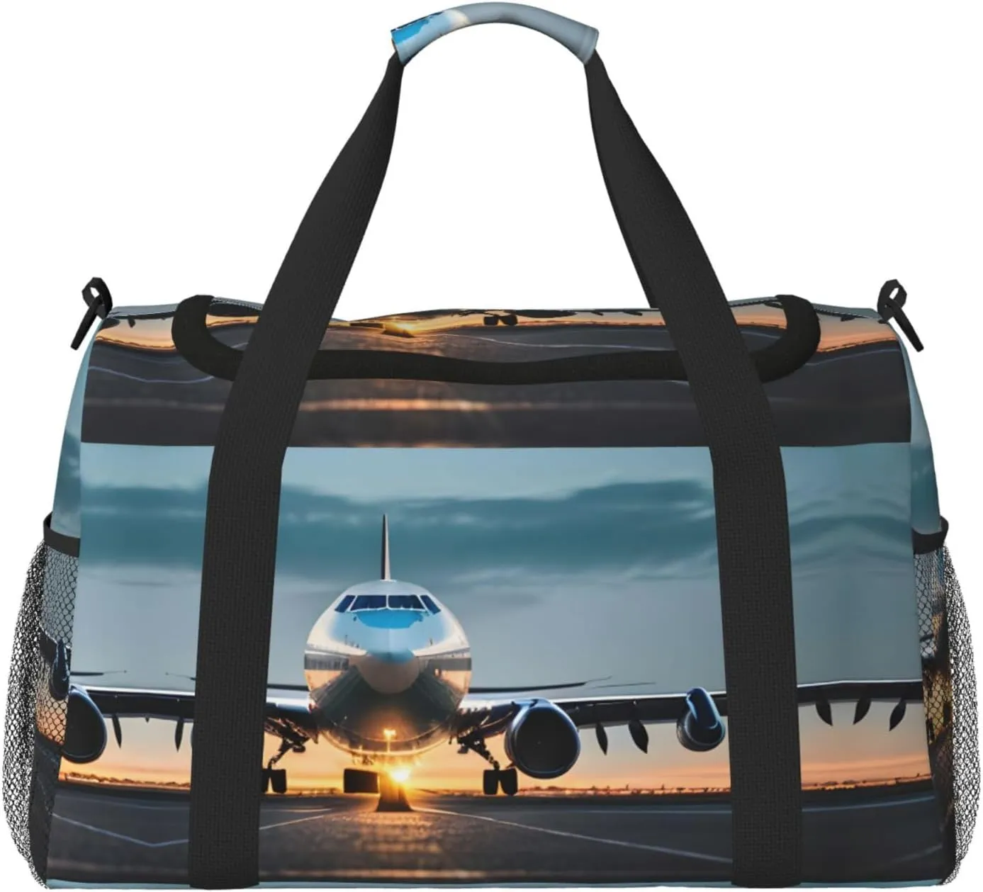 Airplane in The Evening Light print Large Canvas Travel Duffel Bag Weekender Bags for Women Overnight Bag Carry On Tote Bag