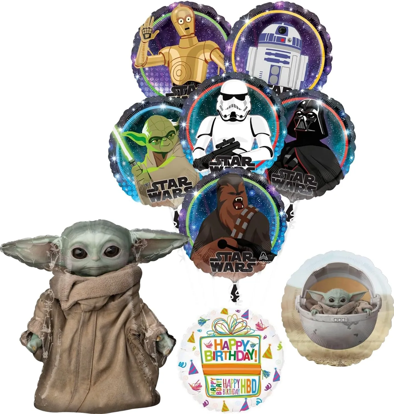 Anagram Star Wars Baby Yoda Birthday Party Supplies Balloon Bouquet Decorations