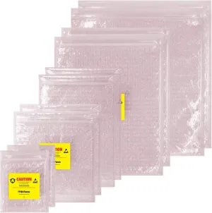 Anti-Static Bubble Bags, Pink, Polyethylene, Reusable, Resealable Zipper, 10 Piece Sampler Bundle for Electronic Components