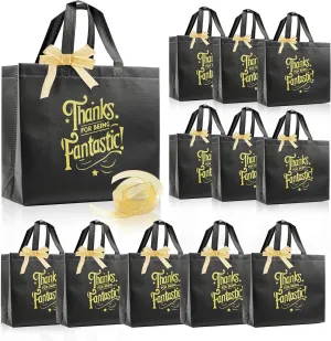 Aothotop 24Pcs Black Thank You Gift Bags With Handles Bow Ribbon Employee Appreciation Thank You For Being Awesome Gift Bags For Women Staff Teacher Doctor Volunteer Birthday