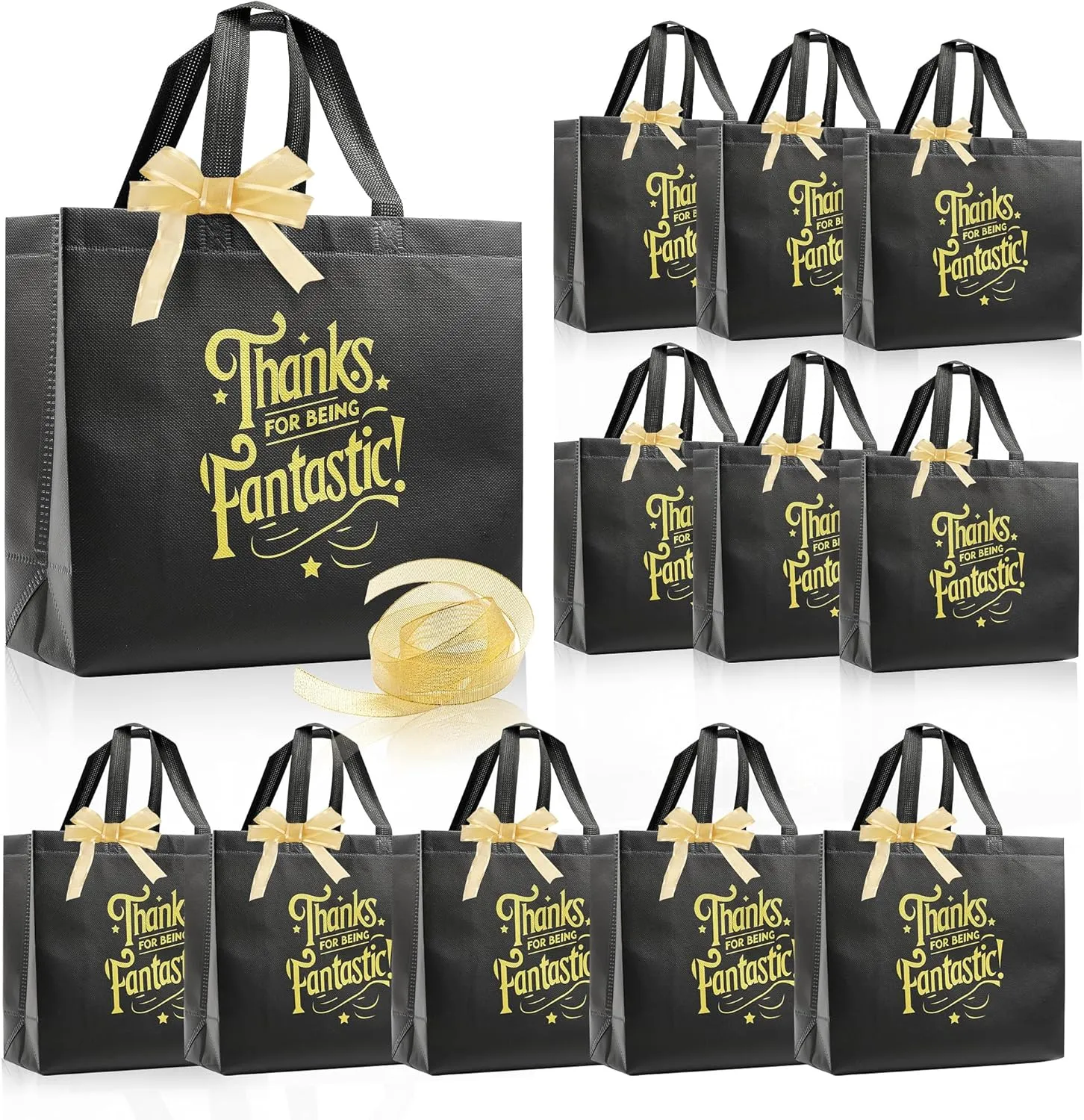 Aothotop 24Pcs Black Thank You Gift Bags With Handles Bow Ribbon Employee Appreciation Thank You For Being Awesome Gift Bags For Women Staff Teacher Doctor Volunteer Birthday