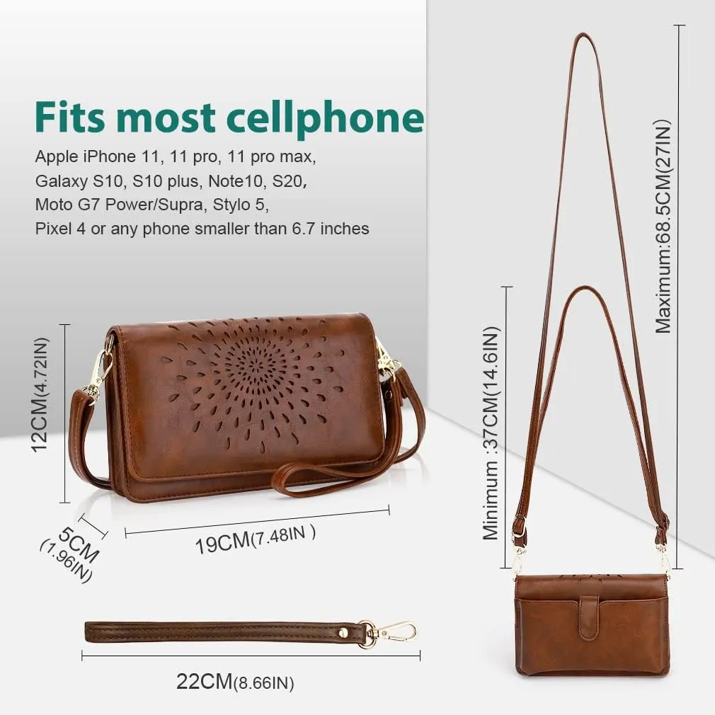 APHISON Crossbody Bags For Women,Wristlet Wallet Phone Purse Shoulder handbags Multi-Function Small RFID Clutch Card Holder