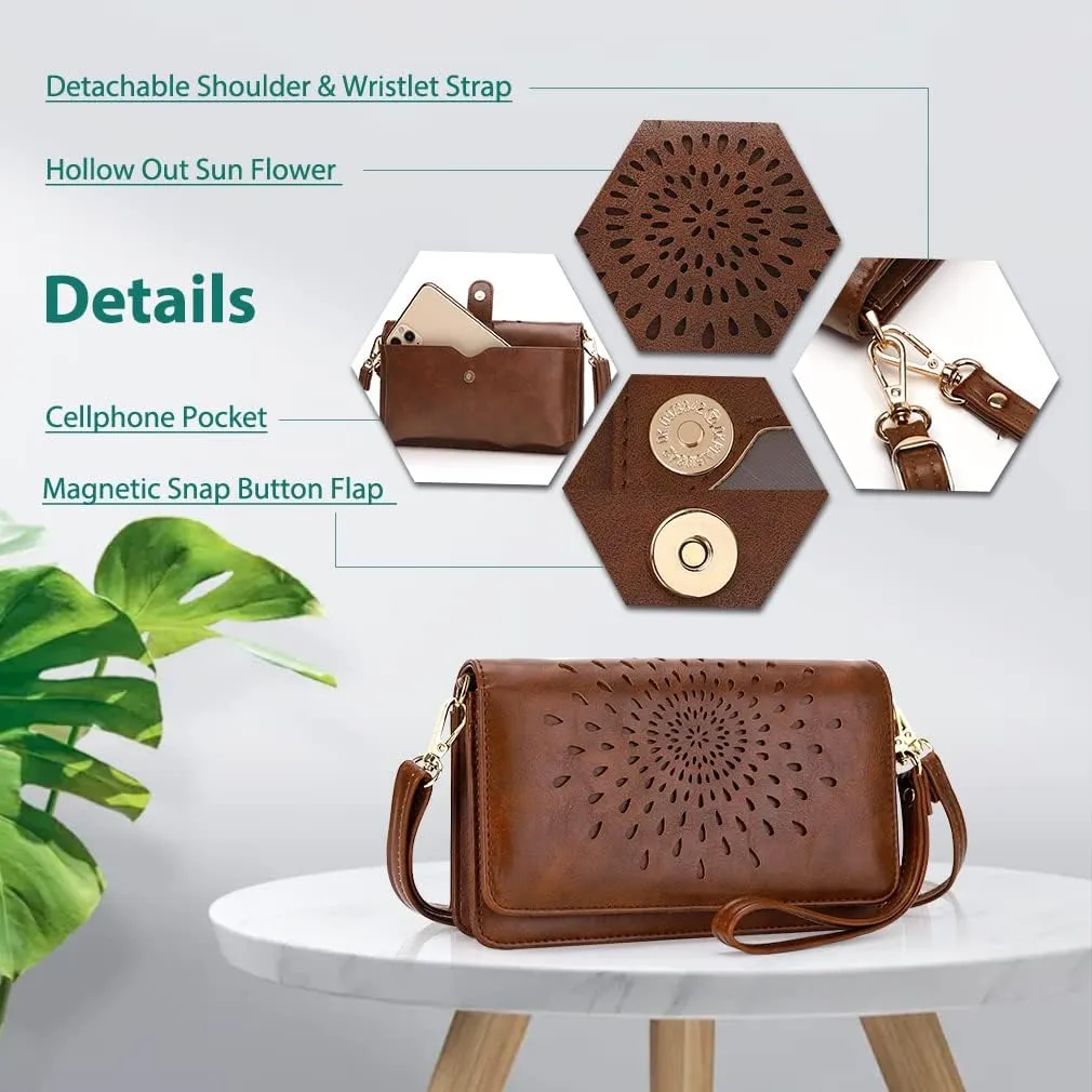 APHISON Crossbody Bags For Women,Wristlet Wallet Phone Purse Shoulder handbags Multi-Function Small RFID Clutch Card Holder