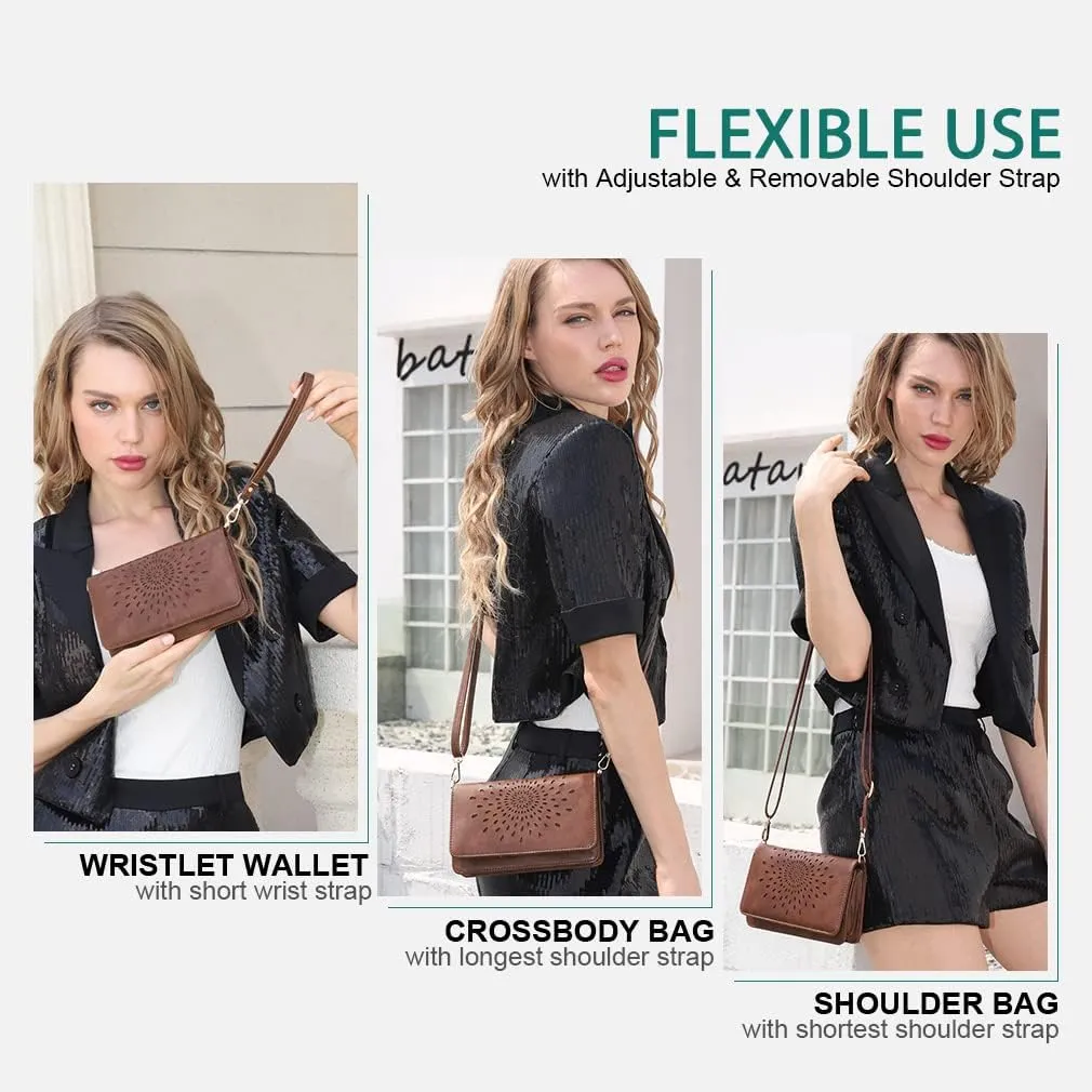 APHISON Crossbody Bags For Women,Wristlet Wallet Phone Purse Shoulder handbags Multi-Function Small RFID Clutch Card Holder
