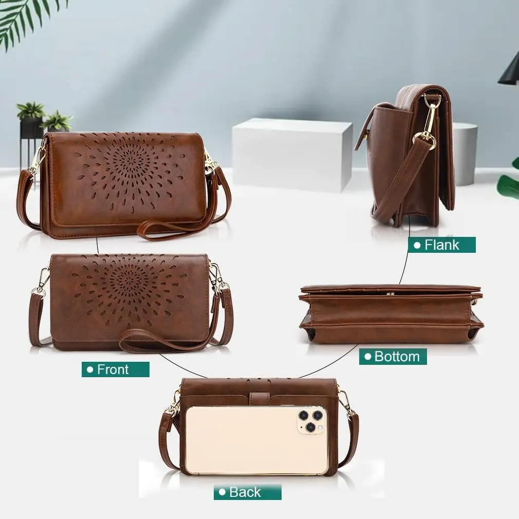APHISON Crossbody Bags For Women,Wristlet Wallet Phone Purse Shoulder handbags Multi-Function Small RFID Clutch Card Holder