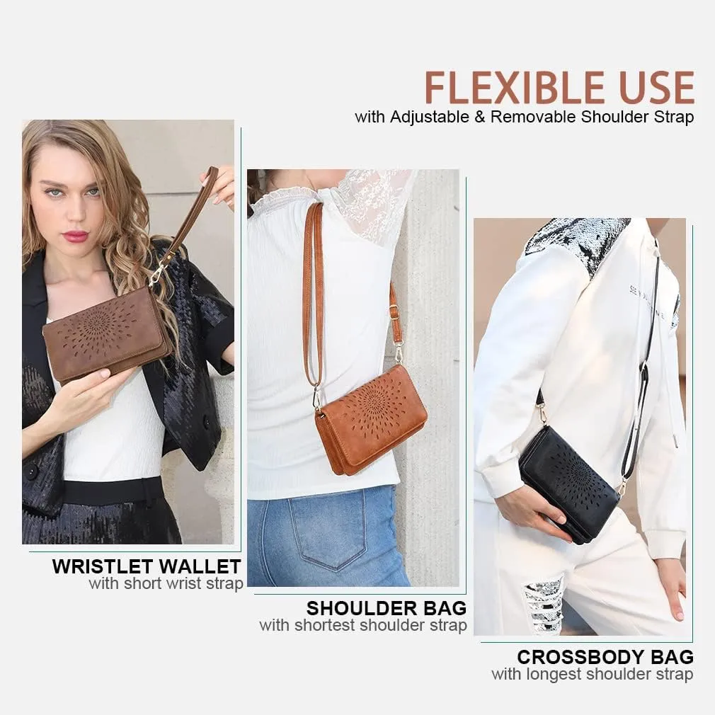 APHISON Crossbody Bags For Women,Wristlet Wallet Phone Purse Shoulder handbags Multi-Function Small RFID Clutch Card Holder