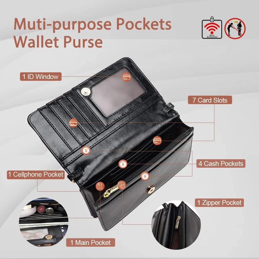 APHISON Crossbody Bags For Women,Wristlet Wallet Phone Purse Shoulder handbags Multi-Function Small RFID Clutch Card Holder