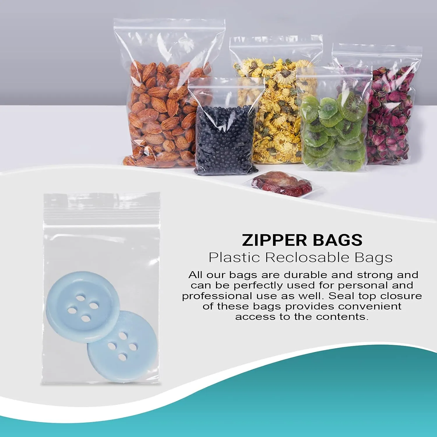 APQ Clear Plastic Reclosable Zipper Bags, 2 x 3 Inches. Pack of 1000 Reclosable Plastic Bags with Zipper Closure. 2 Mil Plastic Jewelry Bags. Waterproof Reclosable Zip Bags for Industrial Use