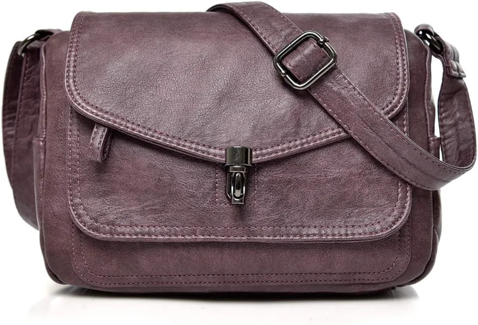 Artwell Fashion Crossbody Bag For Women PU Leather Small Purse Vintage Satchel Saddle Shoulder Bag