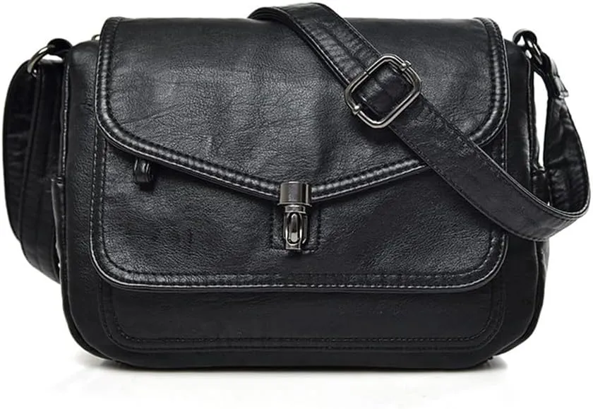 Artwell Fashion Crossbody Bag For Women PU Leather Small Purse Vintage Satchel Saddle Shoulder Bag