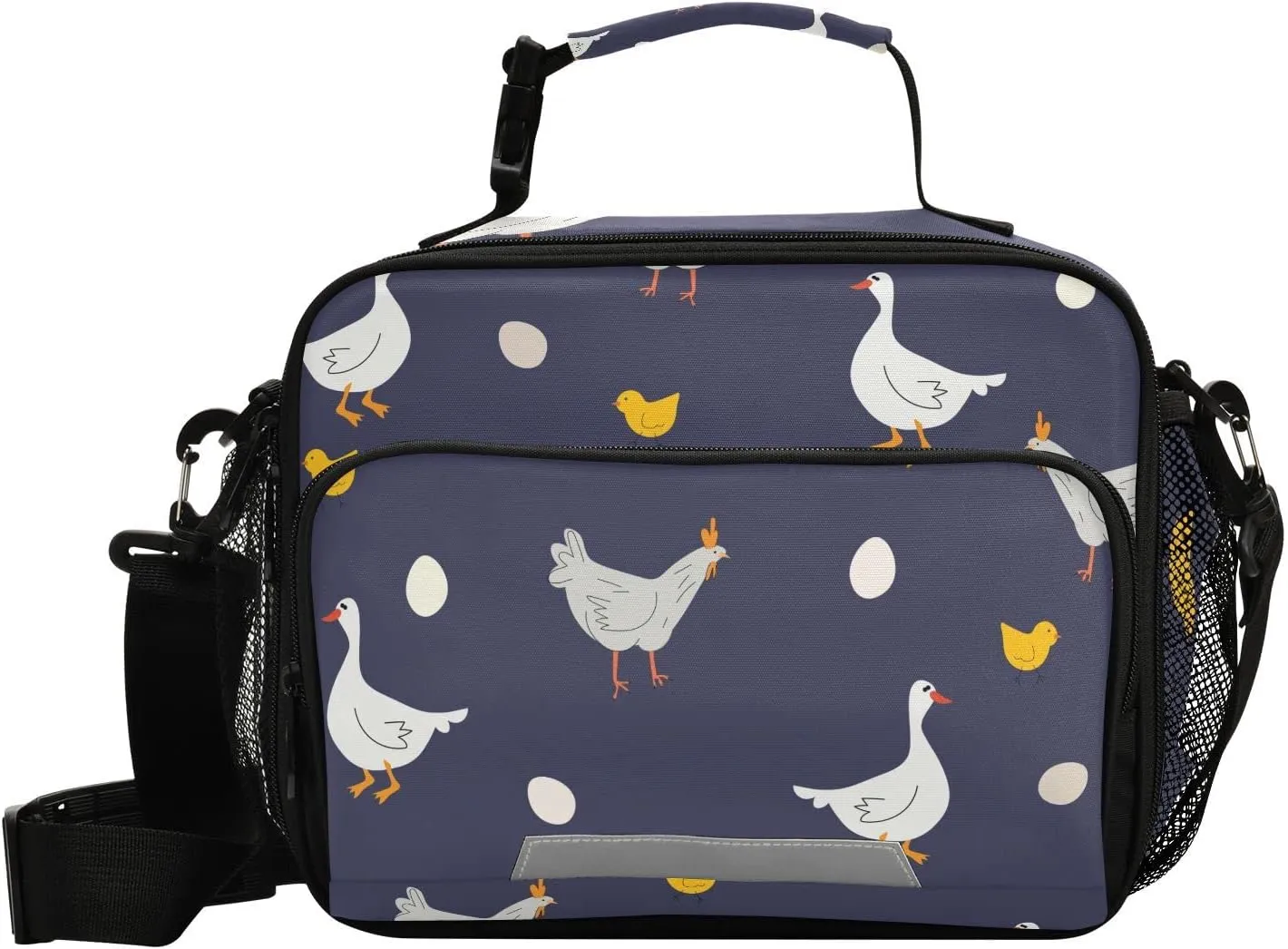 Aslsiy Lunch Bag for Women Colorful Funny Chickens Insulated Lunch Box Ducks Handbag with Adjustable Shoulder Strap for Office Picnic Travel