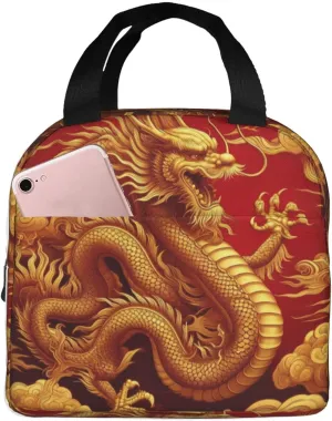 Augenstern Reusable Insulated Lunch Bag Thermal Lunch Tote Bag East-China-Golden-Dragon Lunch Cooler Bags For Office Work Picnic Beach