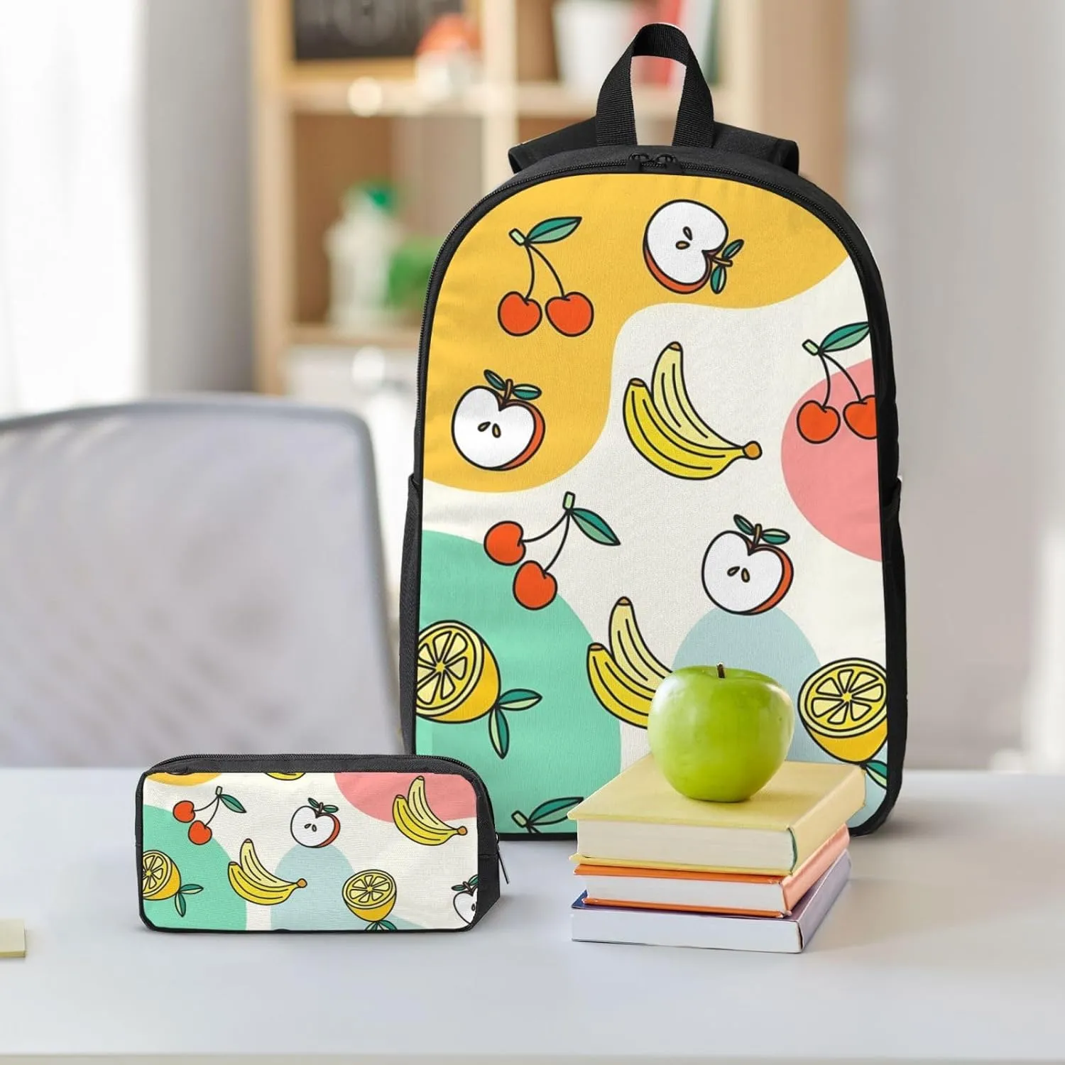 Backpack Lunch Box and Bag 3PCS Large Capacity Travel Backpack Suitable Work Outdoor Sport for Woman Man Apple
