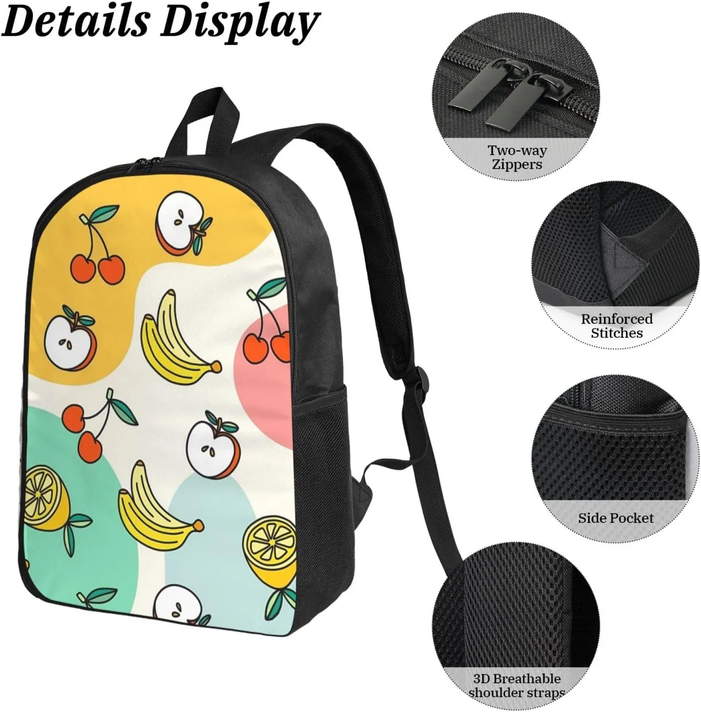 Backpack Lunch Box and Bag 3PCS Large Capacity Travel Backpack Suitable Work Outdoor Sport for Woman Man Apple