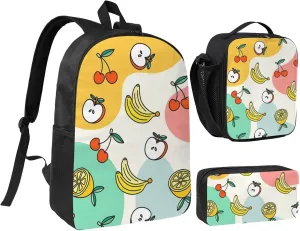 Backpack Lunch Box and Bag 3PCS Large Capacity Travel Backpack Suitable Work Outdoor Sport for Woman Man Apple
