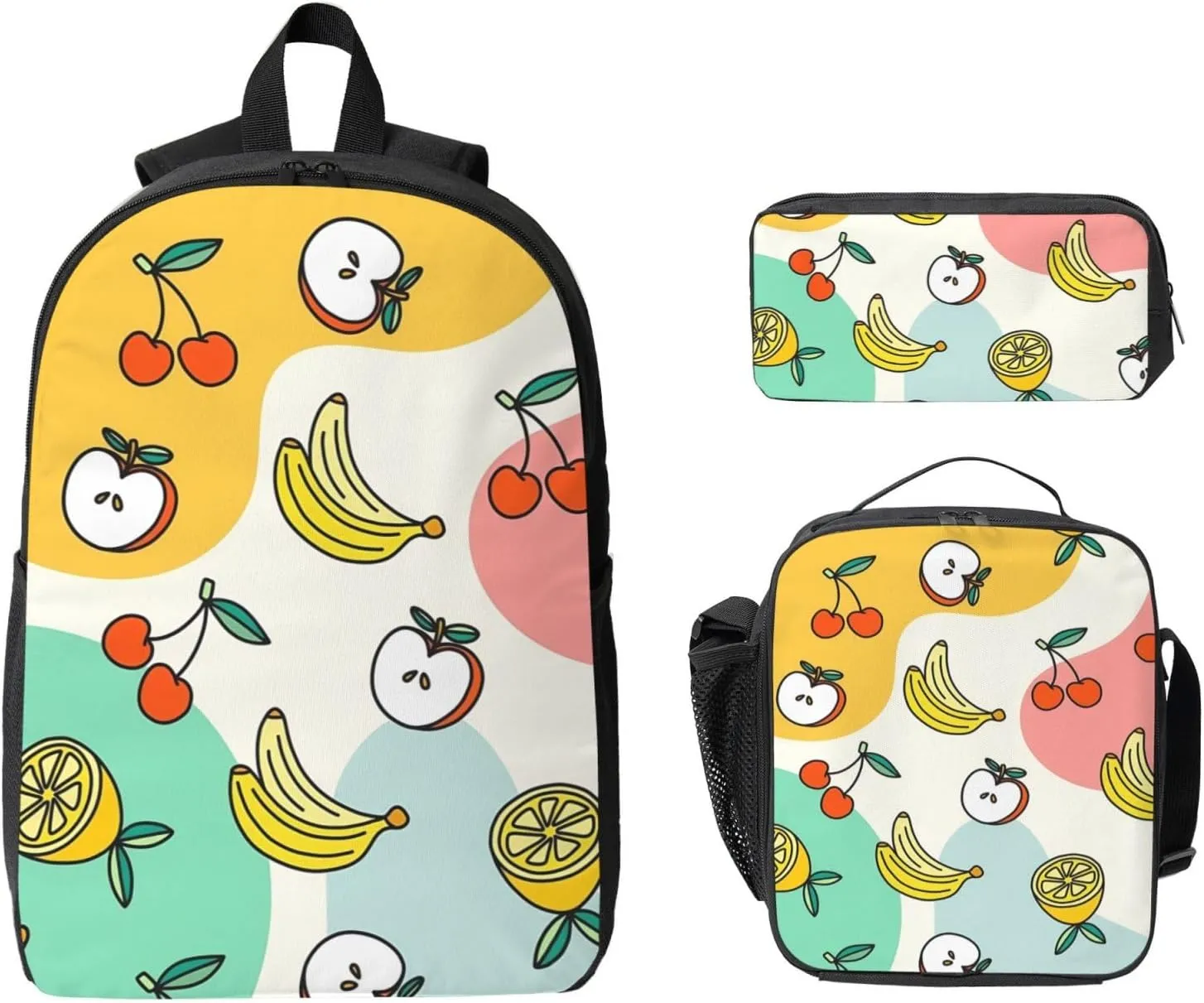 Backpack Lunch Box and Bag 3PCS Large Capacity Travel Backpack Suitable Work Outdoor Sport for Woman Man Apple