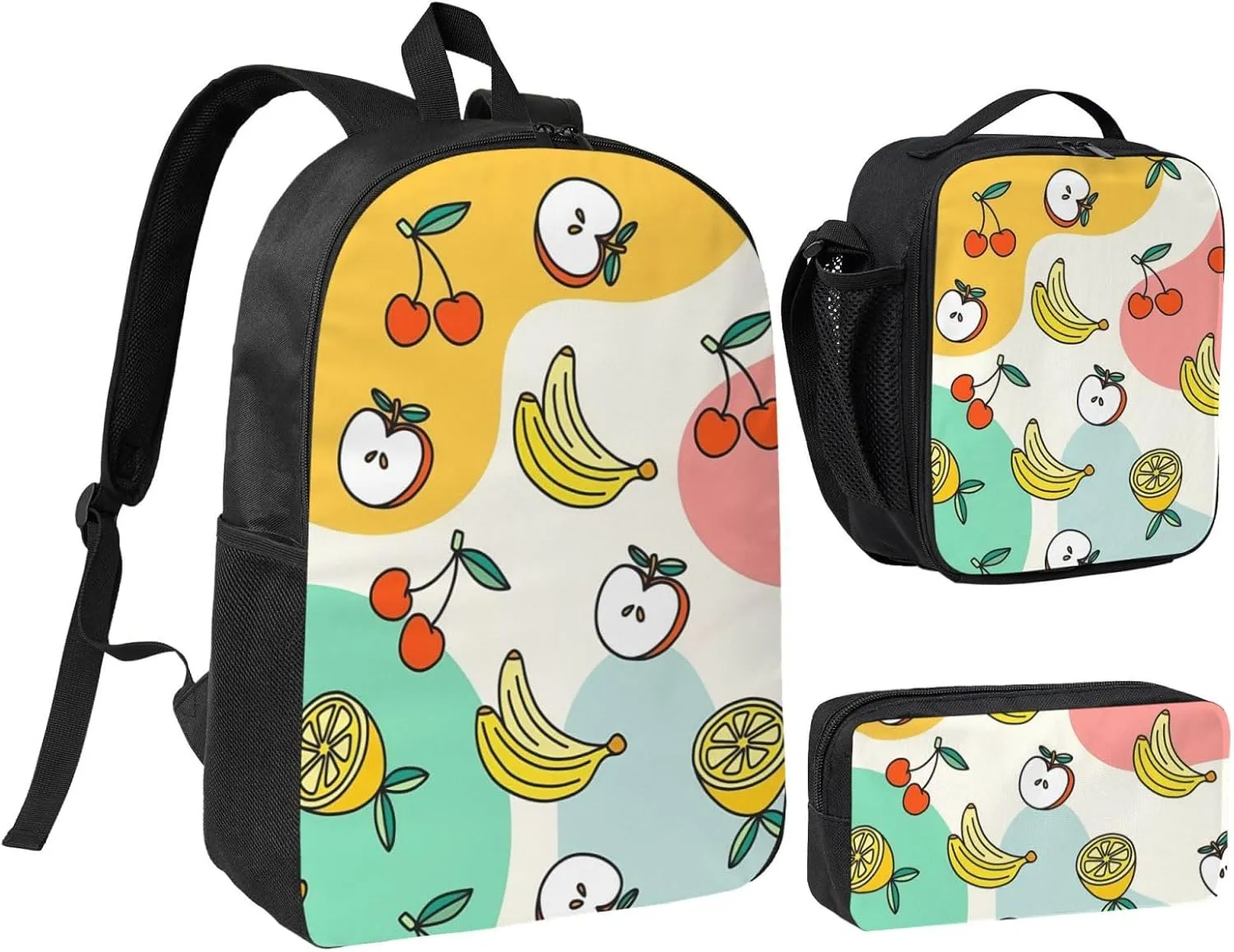 Backpack Lunch Box and Bag 3PCS Large Capacity Travel Backpack Suitable Work Outdoor Sport for Woman Man Apple