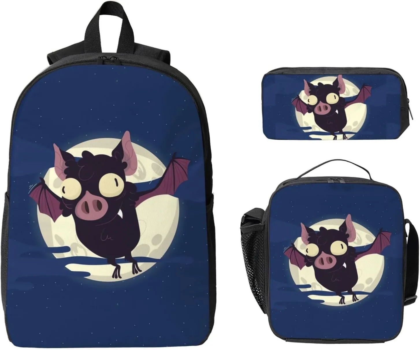 Backpack Lunch Box and Bag 3PCS Large Capacity Travel Backpack Suitable Work Outdoor Sport for Woman Man Fat Bat