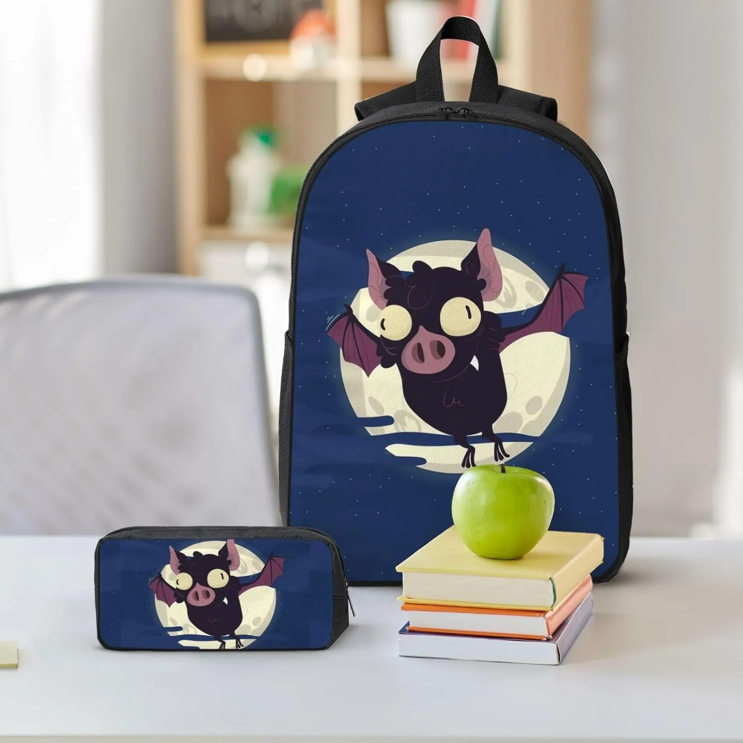 Backpack Lunch Box and Bag 3PCS Large Capacity Travel Backpack Suitable Work Outdoor Sport for Woman Man Fat Bat