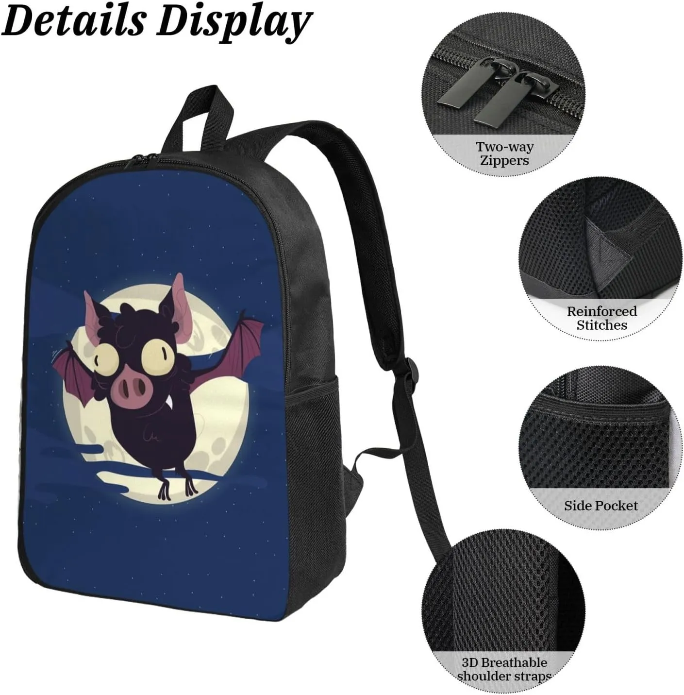 Backpack Lunch Box and Bag 3PCS Large Capacity Travel Backpack Suitable Work Outdoor Sport for Woman Man Fat Bat