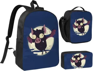 Backpack Lunch Box and Bag 3PCS Large Capacity Travel Backpack Suitable Work Outdoor Sport for Woman Man Fat Bat